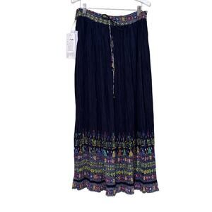 Lemieux maxi‎ skirt, black, OS, NWT,  bohemian, festival, flowy, artisan, hippie